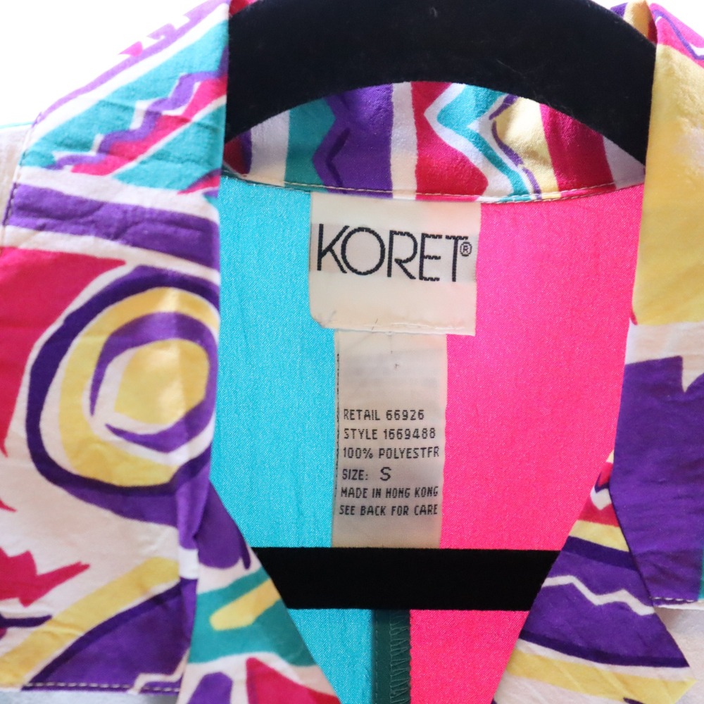 Koret Colorblock Top S Multicolor Womens Vintage 80s Abstract Geometric Shirt - Picture 4 of 4